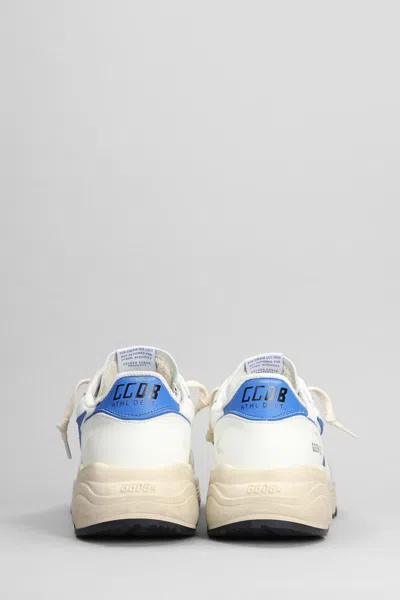 Golden Goose White And Bluette Running Sole Lamb Leather Sneakers In White