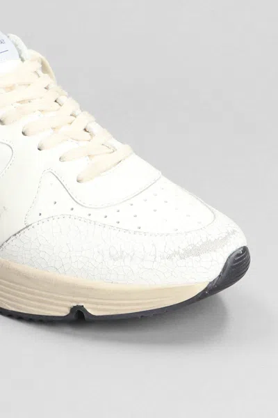Golden Goose White And Bluette Running Sole Lamb Leather Sneakers In White