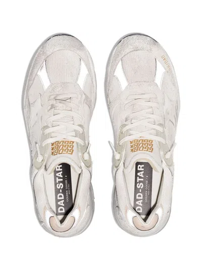 Golden Goose Running Dad Net And Suede Upper Leather Star And Heel Suede Spur Shoes In White