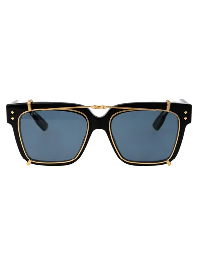 Shop Gucci Sunglasses In 005 Black Black Light Blue