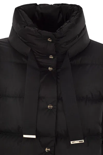 Herno Shiny Satin Cape Down Jacket Clothing In Black