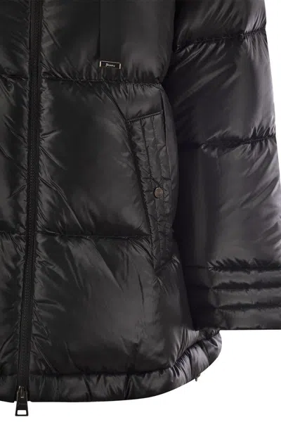 Shop Herno Hooded Over Down Jacket In Black