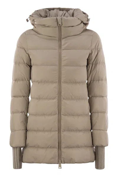Herno Medium Down Jacket With Hood In Beige