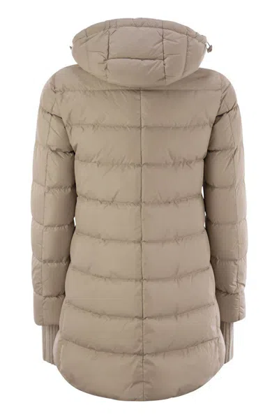 Herno Medium Down Jacket With Hood In Beige
