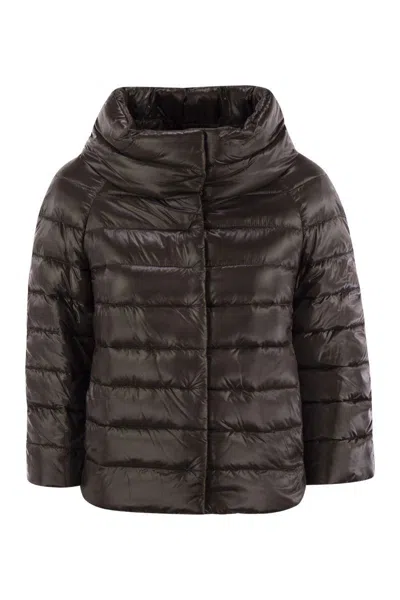 Herno Puffer High-neck Jacket In Brown