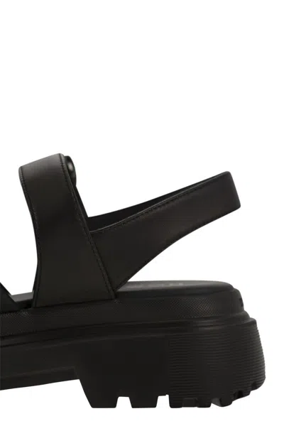 Hogan Leather Sandal With Midsole Sandals In Black