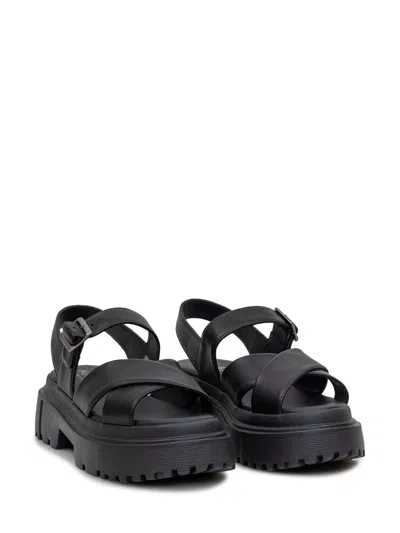 Hogan Leather Sandal With Midsole Sandals In Black