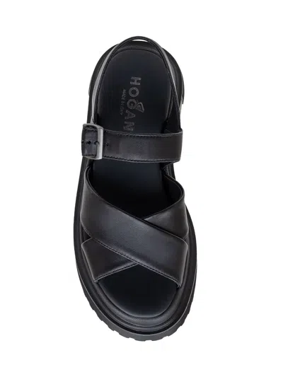 Hogan Leather Sandal With Midsole Sandals In Black