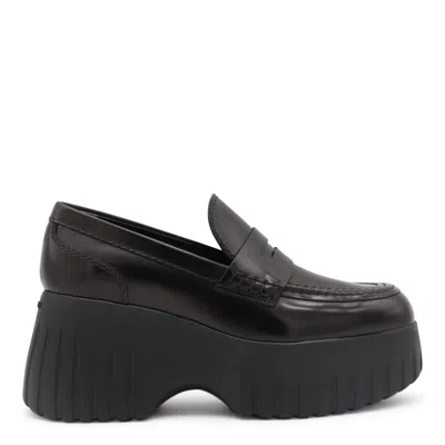 Shop Hogan Black Leather Loafers