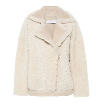 Iro Shearling Jacket In Neutrals/white