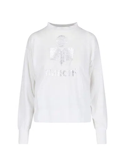 Shop Isabel Marant Étoile Klowia T-shirt With Metallic Logo Print In Silver