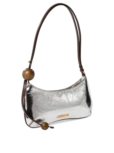 Shop Jacquemus Le Bisou Perle Leather Shoulder Bag In Grey