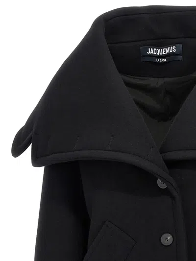 Jacquemus Le Caban Caruso Draped-collar Jacket Women In Black