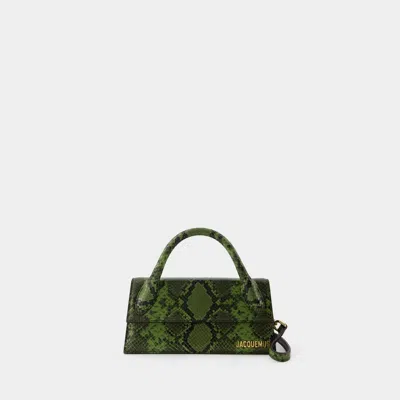 Jacquemus Python-embossed Leather Le Chiquito Long Shoulder Bag In Green