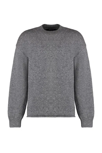 Shop Jacquemus Crew-neck Wool Sweater In Grey