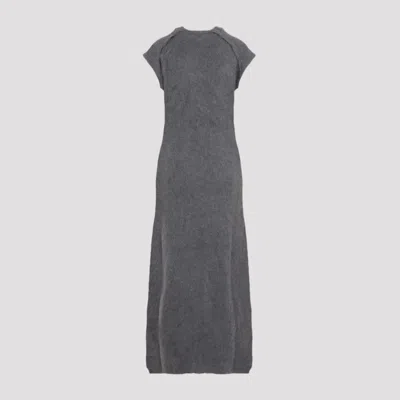 Jil Sander Boiled Wool Brushed Knit Long Dress In Grey