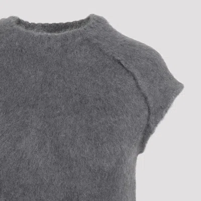 Jil Sander Boiled Wool Brushed Knit Long Dress In Grey