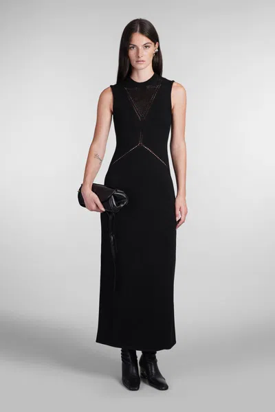 Jil Sander Crew-neck Knitted Maxi Dress In Black