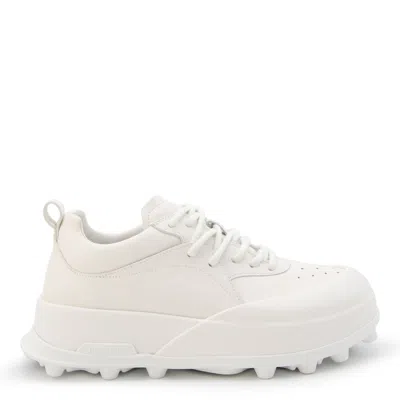 Shop Jil Sander Porcelain Leather Orb Sneakers In White