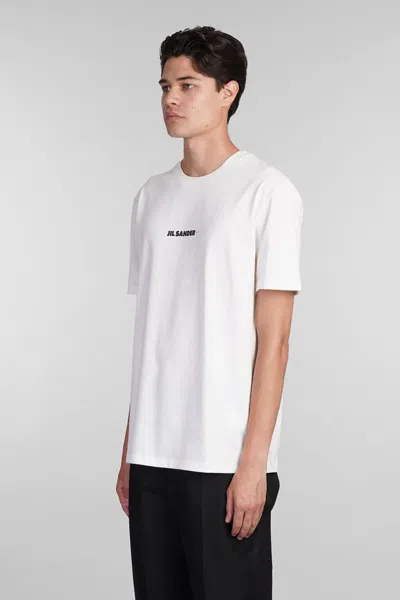 Jil Sander White T-shirt With Short Sleeves And Contrasting Logo Print In Cotton Man In White