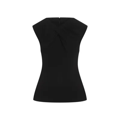 Jil Sander Sleeveless Pleated Neck Top In Black