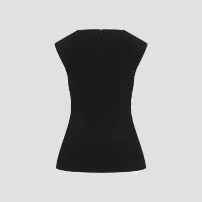 Jil Sander Sleeveless Pleated Neck Top In Black