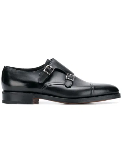 John Lobb Hand-sewn Black Calf Leather Double Buckle Shoe In Black