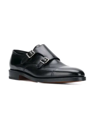 John Lobb Hand-sewn Black Calf Leather Double Buckle Shoe In Black