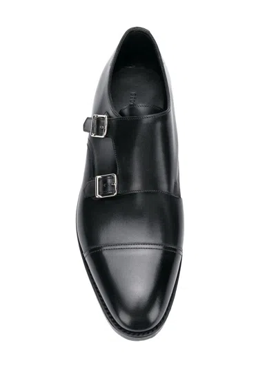 John Lobb Hand-sewn Black Calf Leather Double Buckle Shoe In Black