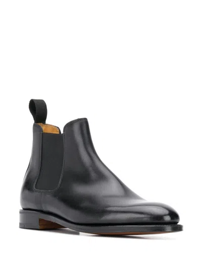John Lobb Lawry Slip-on Boots In Leather In Black