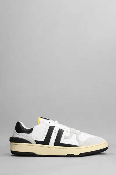 Lanvin Black And White Leather Clay Low Mesh Sneakers In White