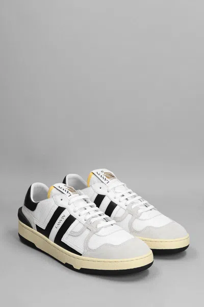 Lanvin Black And White Leather Clay Low Mesh Sneakers In White