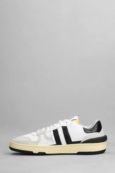 Lanvin Black And White Leather Clay Low Mesh Sneakers In White
