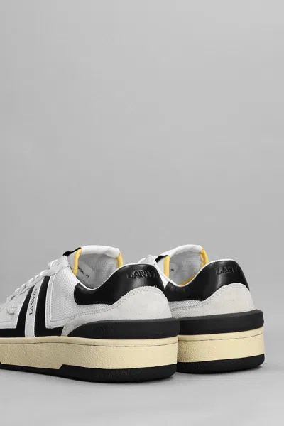Lanvin Black And White Leather Clay Low Mesh Sneakers In White