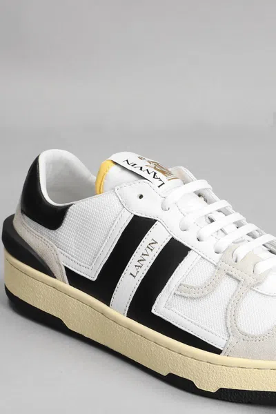Lanvin Black And White Leather Clay Low Mesh Sneakers In White