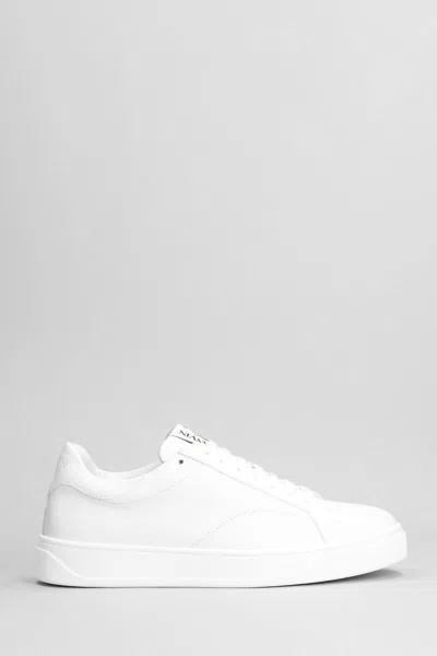 Lanvin Leather Low Top Sneakers With Contrasting Heel Counter In White