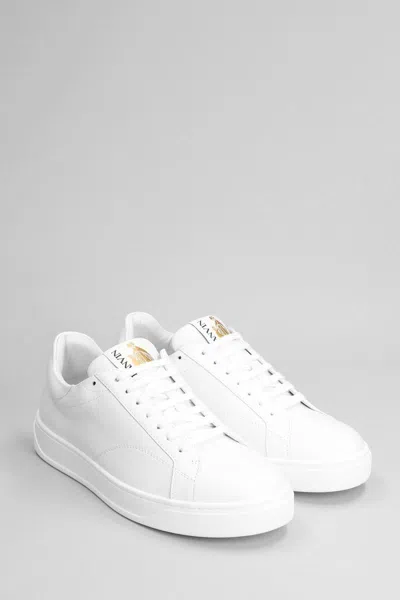 Lanvin Leather Low Top Sneakers With Contrasting Heel Counter In White
