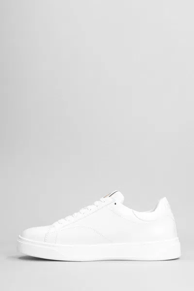 Lanvin Leather Low Top Sneakers With Contrasting Heel Counter In White