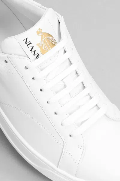 Lanvin Leather Low Top Sneakers With Contrasting Heel Counter In White