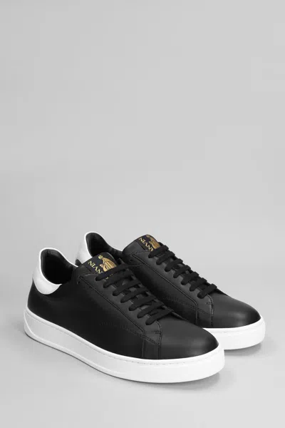 Lanvin Ddb0 Leather Sneakers For Men In Black/white