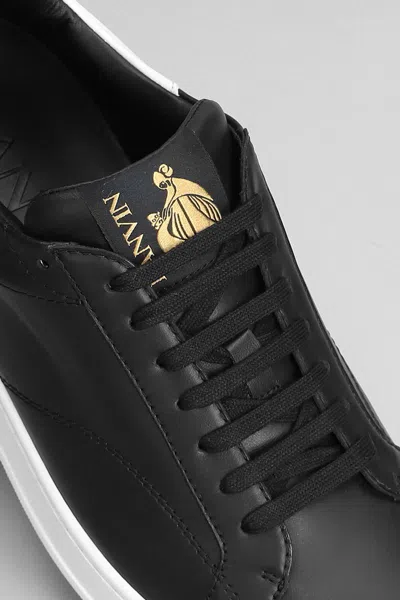 Lanvin Ddb0 Leather Sneakers For Men In Black/white