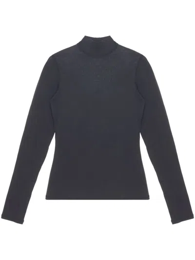 Shop Lemaire High-neck Cotton Top In Squid Ink