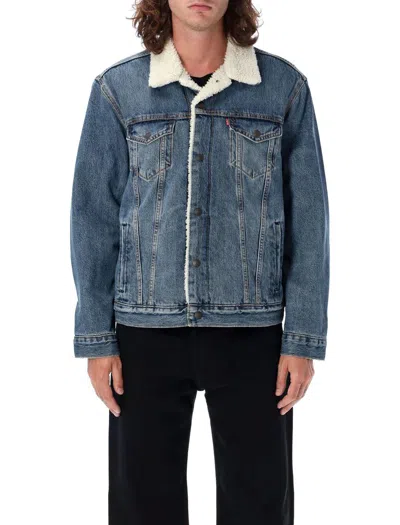 Shop Levi's Type 3 Sherpa Jacket In Blue Wash