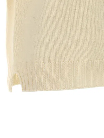 Ma'ry'ya Textured Knit Wool Blend Sweater With Turned-up Turtleneck In White