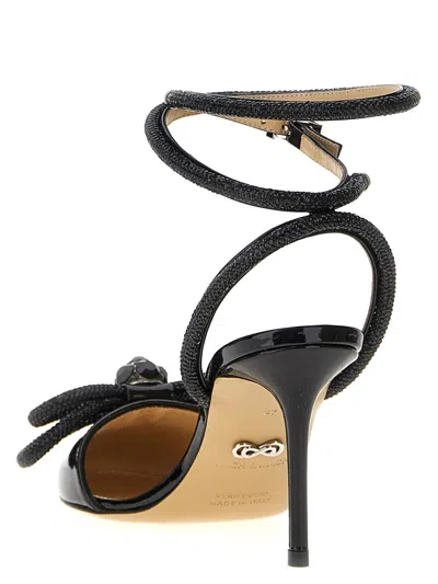 Mach&mach Double Bow Strass Ankle-strap Pumps In Black