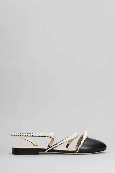 Mach&mach Pearl-embellished Leather Ballerina Shoes In Black