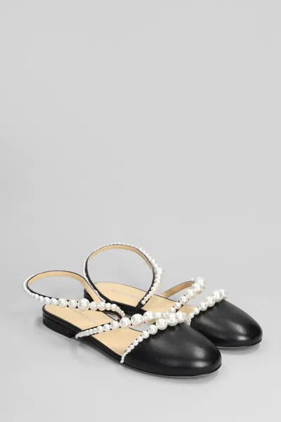Mach&mach Pearl-embellished Leather Ballerina Shoes In Black