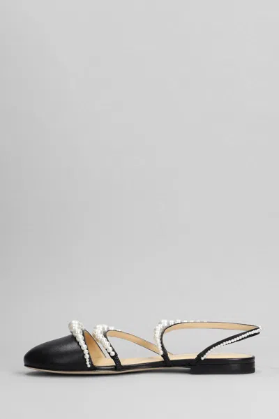 Mach&mach Pearl-embellished Leather Ballerina Shoes In Black