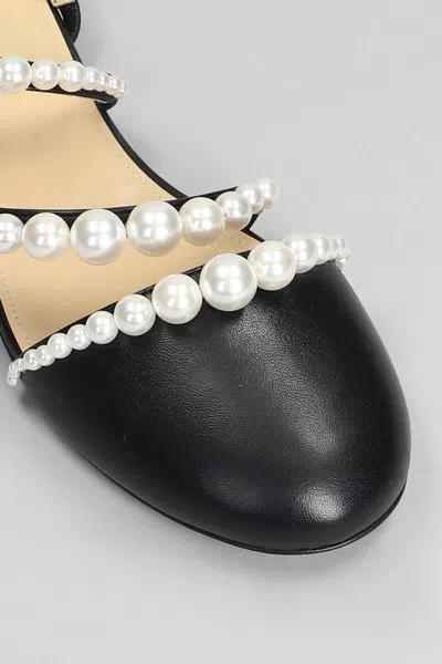 Mach&mach Pearl-embellished Leather Ballerina Shoes In Black