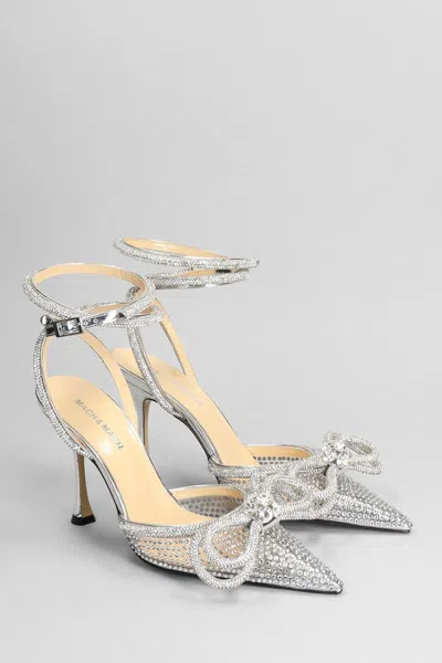 Mach&mach Double Bow Crystallised Pvc Heels In Silver